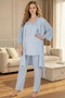 Women's Scallop Lace 3-Piece Maternity Pajama Set with Dressing Gown - 7