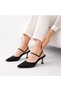 (Özmaçan) Women's Closed-Toe Heeled Shoes with Drop Stone Detail Black - 4
