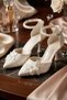 Women's 7 cm Pearl Floral Lace Covered Bridal Shoes - 2