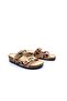 Butterfly and Flower Patterned Women's Double Buckle Beige Color Comfort Slippers - 5