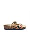 Butterfly and Flower Patterned Women's Double Buckle Beige Color Comfort Slippers - 7