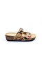 Butterfly and Flower Patterned Women's Double Buckle Beige Color Comfort Slippers