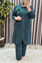 Women's Clothing Plus Size Stoned Bronched Crepe Fabric Double Set - 6