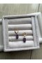 Cylinder Amethyst Stone Gold Color Steel Earrings Handcrafted - 2