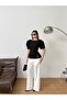 Women's Black Blouse with Balloon Sleeves and Slit Detail - 5