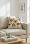 Decorative Star Flower Patterned Punch Embroidered Tassel Decorated Hidden Zipper Throw Pillow Cover 42X42 cm