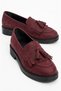 Tasseled Burgundy Nubuck Genuine Leather Women's Loafer Shoes Daily Classic Tassel Detailed Shoes