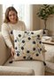 Decorative Daisy Flower Patterned Punch Embroidered Tassel Hidden Zipper Throw Pillow Cover 42X42 cm - 6