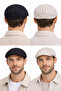 Men's Flat Cap Hat Set of 2 Black Beige Elastic Premium Fabric British Style - 5