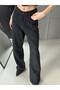 Women's High-Waisted Special Design Blue Wide-Leg Pants - 2