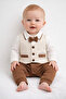 Striped Bow Tie Baby Boy Jumpsuit Set 100% Cotton - 2