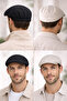 Men's Cap Hat Set of 2 Black Beige Elastic British Style Flat Hat - 7
