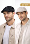 Men's Cap Hat Set of 2 Black Beige Elastic British Style Flat Hat - 4