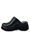 64030 Genuine Leather Black High Heeled Closed-Front Women's Slippers - 3