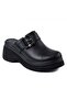64030 Genuine Leather Black High Heeled Closed-Front Women's Slippers