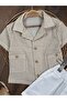 Muslin Fabric Hat and Buttoned Shorts Summer Baby Boy Set - 4