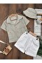 Muslin Fabric Hat and Buttoned Shorts Summer Baby Boy Set