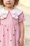 Girl's Cotton Pink Striped Heart Embroidered Collared Dress - 4