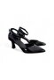 Laura Model Black Patent Leather Ankle Strap Pointed Toe Women's Heeled Shoes - 5
