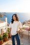 Women's White Back and Sleeve Lace Detailed Short Sleeve Premium T-Shirt T-Shirt - 2