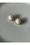 Gold Color Pearl Sun Earrings - 3
