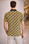 Men's Pique Fabric Polo Collar Palm Patterned T-Shirt Short Sleeve Summer T-Shirt - Yellow - 2