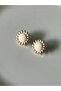 Gold Color Pearl Sun Earrings - 2