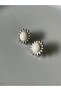 Silver Color Pearl Sun Earrings - 3