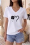 Women's Oversize V-Neck T-Shirt with Yonca Heart Print