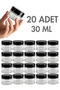 20Pcs Black Cap Glossy Transparent Glass Lip Glowy Balm Cream Cosmetic Hand Care Travel Jar 30ml