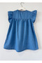 Girl's Punch Embroidered Blue Jean Dress - Dinosaur and Sun Patterned Summer Denim Dress (Ages 2-7) - 7