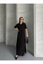 Polo Collar Full Length Pique Fabric Dress - 3