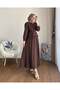 Lace Detailed Shirt and Skirt Set M25191 - Brown - 2