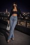 Women's Stone Detailed Straight Fit Snow Wash Trend Design Jean Trousers - 4