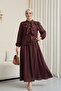 Ruffled Front, Elasticated Sleeves, Lined Skirt, Strawberry Set - Plum - 2