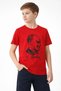 Boy's Ataturk Printed T-Shirt Short Sleeve Crew Neck T-Shirt - Red - 3