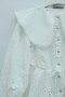 Baby Collar, Elastic Waist, Lace-Up, Embroidered, Lined, Linen Look Suit - White - 6