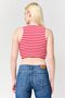 Women Crew Neck Sleeveless Stripe Tank Top, Multicolor - 4