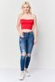 Women Sweetheart Neck Strapless Plain Tank Top, Red - 2