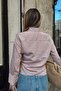 Burgundy Striped Double-Breasted Tie-Back Women's Shirt - 5
