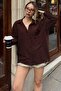 Brown One a Pile Oversize Women's Shirt with One Pocket
