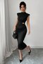 New Season Women's Semi-Turtleneck Short Sleeve Floral Accessory Detailed Midi Diver Dress - 5