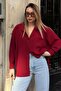 Burgundy One a Pile Single Pocket Oversize Women's Shirt