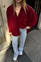 Burgundy One a Pile Single Pocket Oversize Women's Shirt - 4