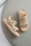 Baby Girl Child Stone Sim Filled Heel Sandals with Velcro Open Front Sandals and Slippers Suitable for Foot Anatomy - 7