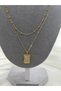 Double Ball Detailed Chain & Star Detailed Plate Steel Necklace - 4