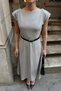 Gray Boat Neck Padded Waist Belted Women's Midi Dress - 4