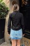 Black Nola Short Waistline Women's Poplin Shirt with Pencil Detail - 6