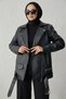 Elvera Zr Oversize Long Women's Hijab Black Leather Jacket - 4