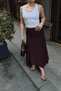 Brown Waist Detailed Asymmetrical Cut Slit Women's Sandy Midi Skirt - 5
